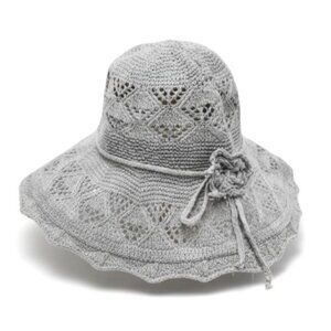 Gray Wide Brim Sun Hat Womens Foldable Beach Garden UV Protection